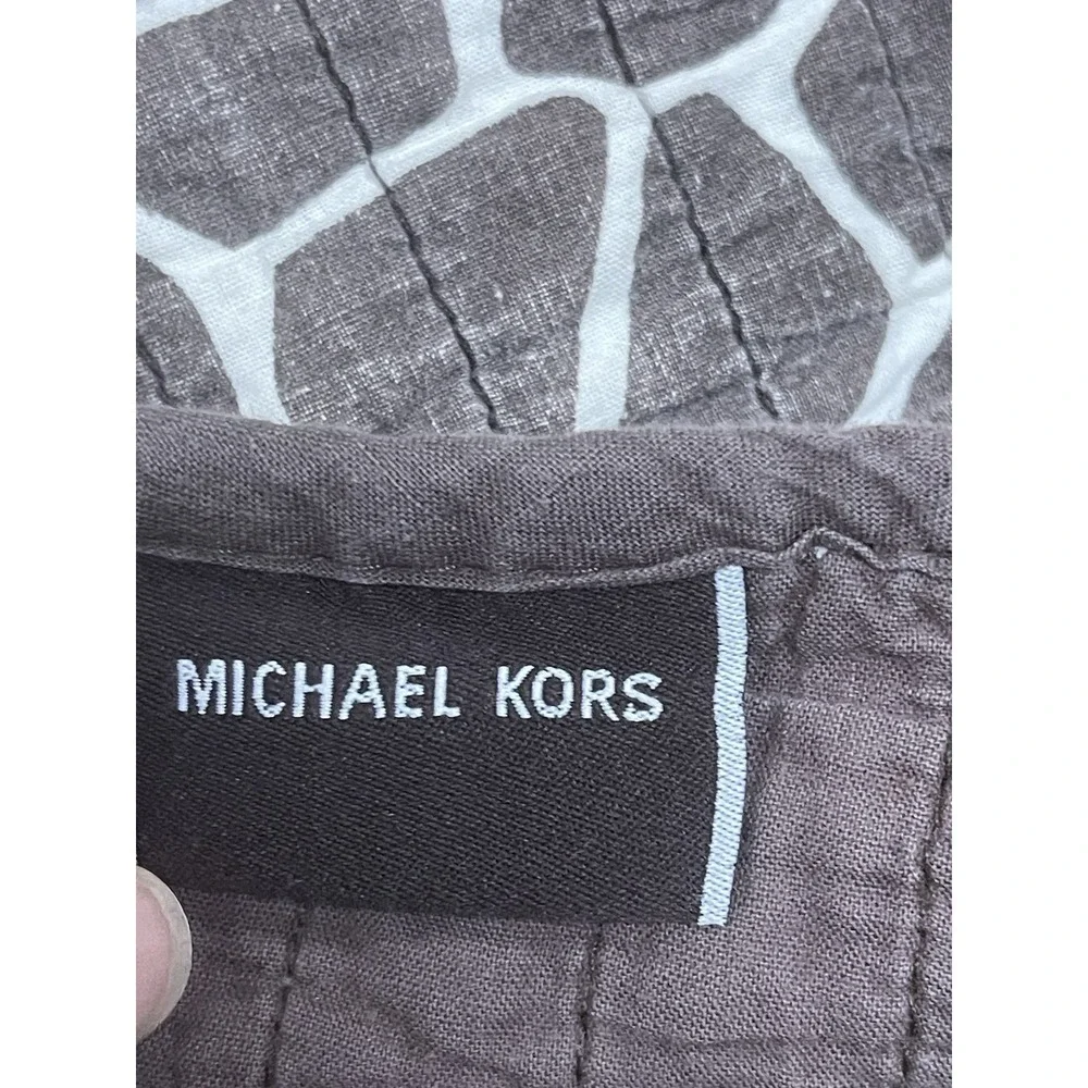 pre-owned! Michael Kors Queen Reversible Quilted Blanket Giraffe Print Brown